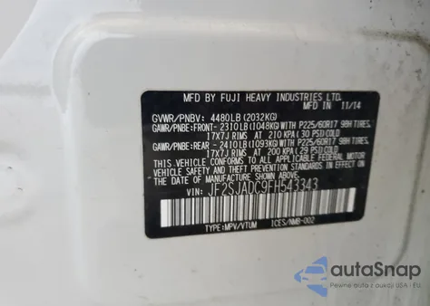 2015 Subaru Forester 2.5I Premium из США, поврежденный, VIN JF2SJADC9FH543343